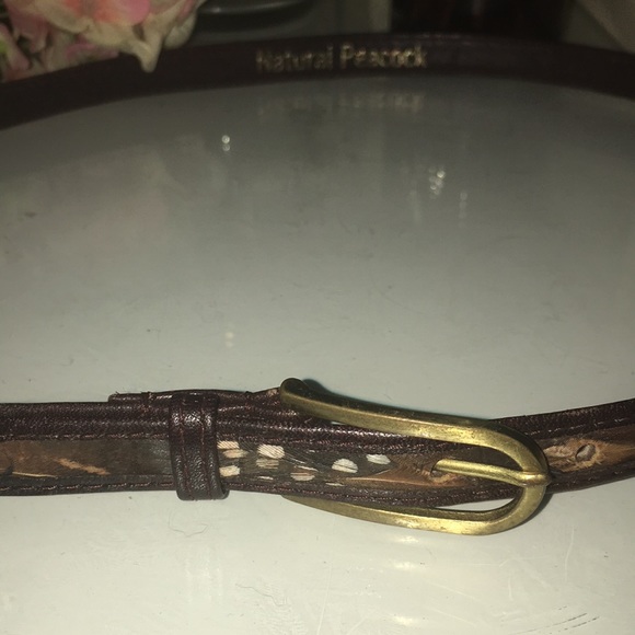 Women’s peacock feather and leather belt - Picture 3 of 5